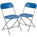 Flash Furniture HERCULES Blue Plastic Folding Chair 2-LE-L-3-BLUE-GG