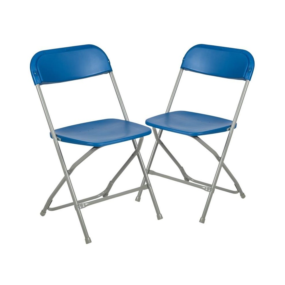 Flash Furniture HERCULES Blue Plastic Folding Chair 2-LE-L-3-BLUE-GG