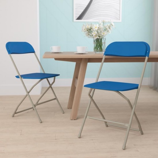 Flash Furniture HERCULES Blue Plastic Folding Chair 2-LE-L-3-BLUE-GG