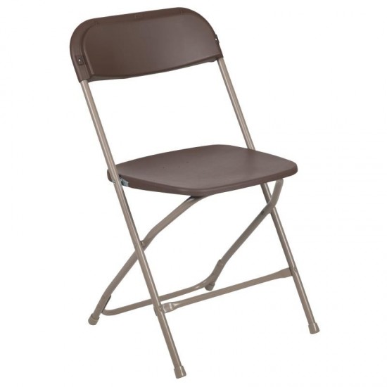 Flash Furniture HERCULES Brown Plastic Folding Chair 2-LE-L-3-BROWN-GG