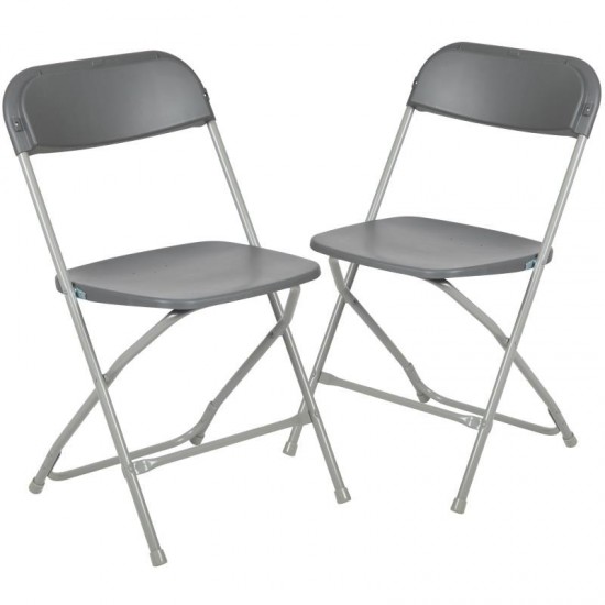 Flash Furniture HERCULES Grey Plastic Folding Chair 2-LE-L-3-GREY-GG