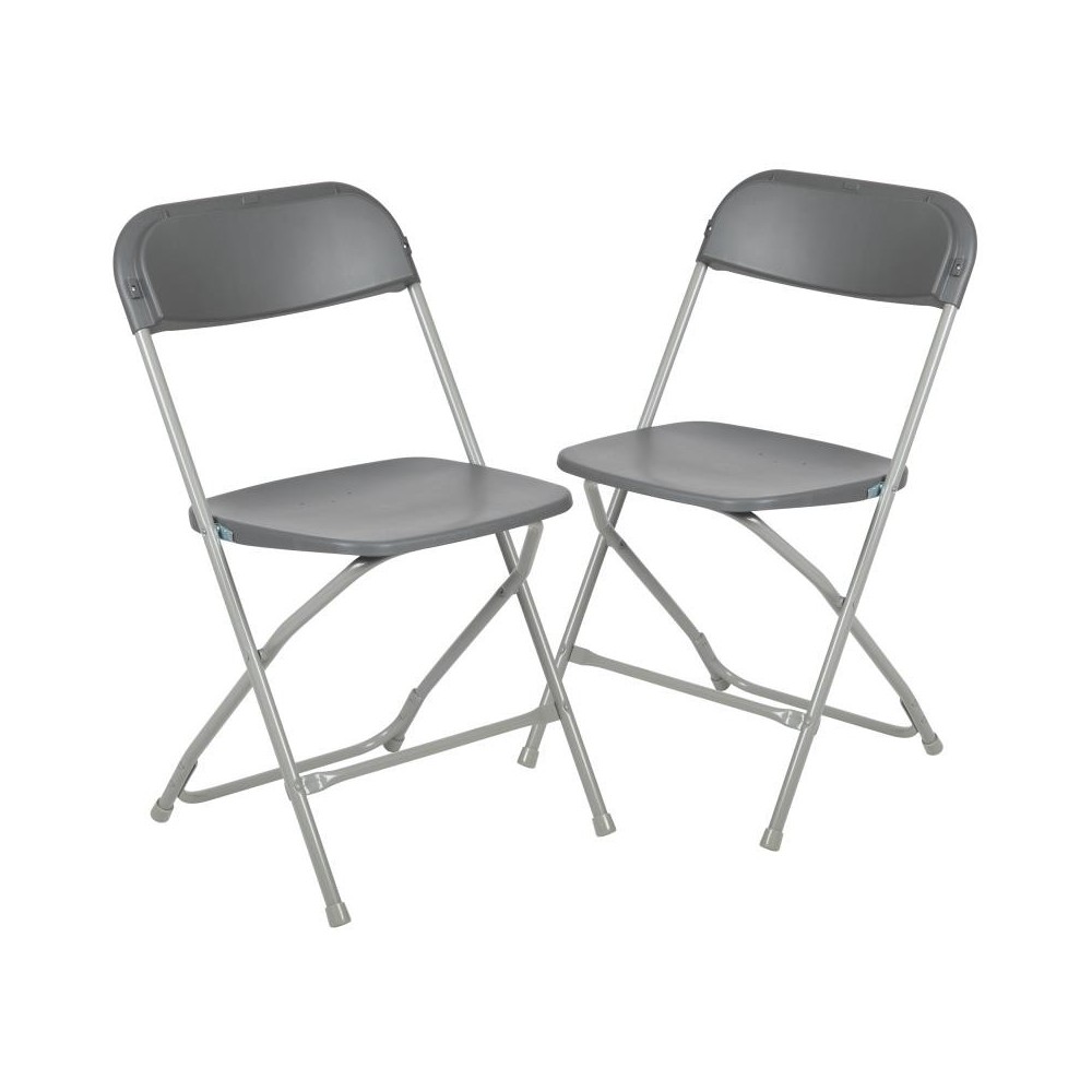 Flash Furniture HERCULES Grey Plastic Folding Chair 2-LE-L-3-GREY-GG