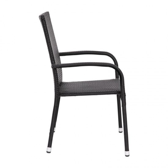 Flash Furniture Maxim 2PK Black Patio ArmChair 2-TW-3WBE073-BK-GG