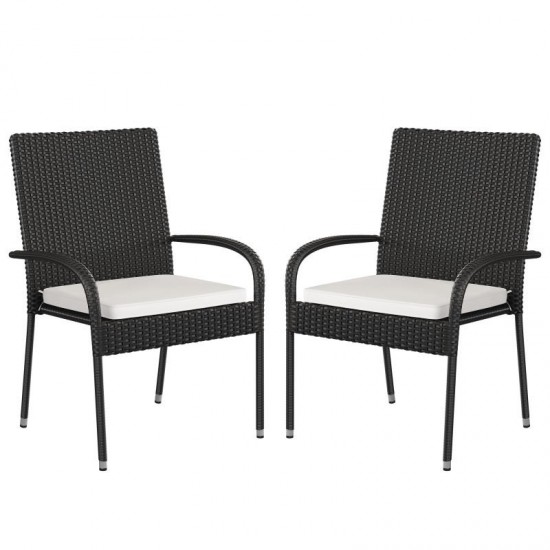 Flash Furniture Maxim 2PK Black Patio Chair 2-TW-3WBE073-CU01CR-BK-GG