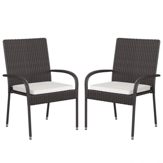 Flash Furniture Maxim 2PK Espresso Patio Chair 2-TW-3WBE073-CU01CR-ESP-GG