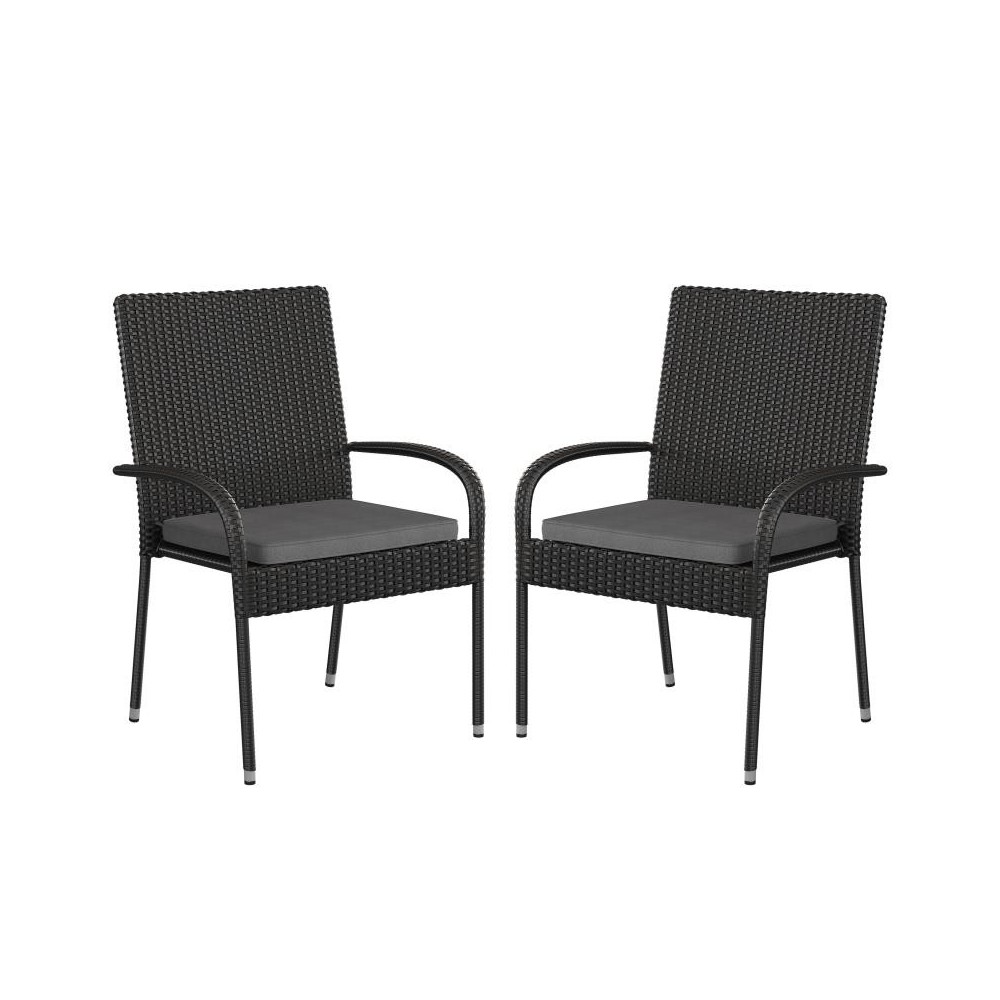 Flash Furniture Maxim 2PK Black Patio Chair 2-TW-3WBE073-CU01GY-BK-GG