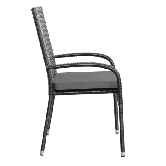 Flash Furniture Maxim 2PK Black Patio Chair 2-TW-3WBE073-CU01GY-BK-GG