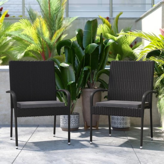 Flash Furniture Maxim 2PK Black Patio Chair 2-TW-3WBE073-CU01GY-BK-GG