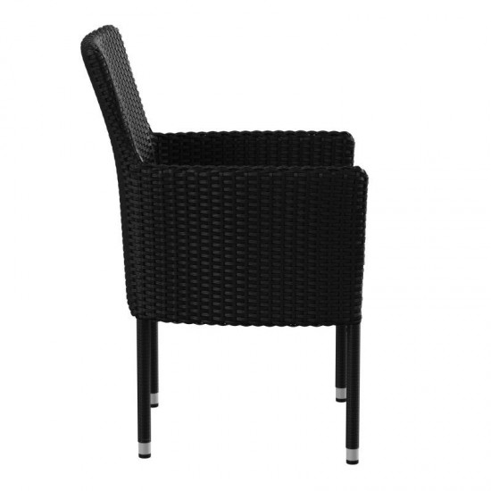 Flash Furniture Maxim 2PK Black Patio ArmChair 2-TW-3WBE074-BK-GG