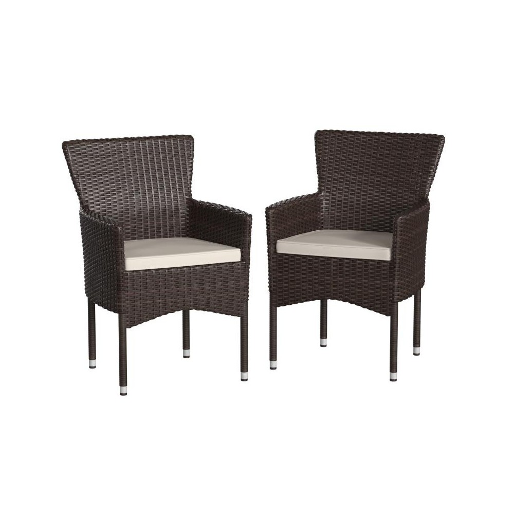 Flash Furniture Maxim 2PK Espresso Patio ArmChair 2-TW-3WBE074-BR-GG