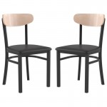Flash Furniture Wright 2PK Black Vinyl/Wood Chair 2-XU-DG6V5BV-NAT-GG