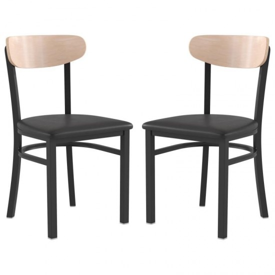 Flash Furniture Wright 2PK Black Vinyl/Wood Chair 2-XU-DG6V5BV-NAT-GG