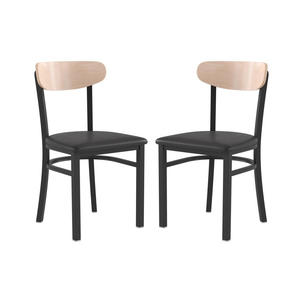 Flash Furniture Wright 2PK Black Vinyl/Wood Chair 2-XU-DG6V5BV-NAT-GG