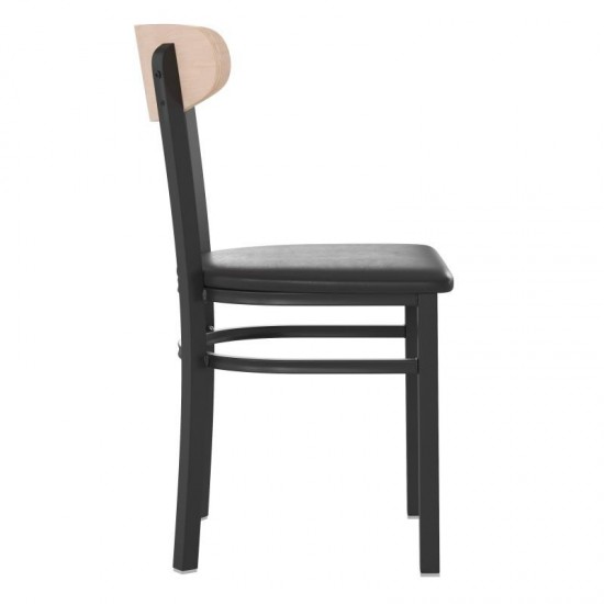 Flash Furniture Wright 2PK Black Vinyl/Wood Chair 2-XU-DG6V5BV-NAT-GG