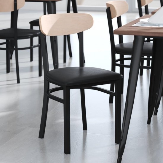 Flash Furniture Wright 2PK Black Vinyl/Wood Chair 2-XU-DG6V5BV-NAT-GG