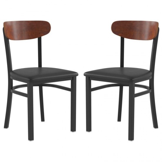 Flash Furniture Wright 2PK Black Vinyl/Wood Chair 2-XU-DG6V5BV-WAL-GG