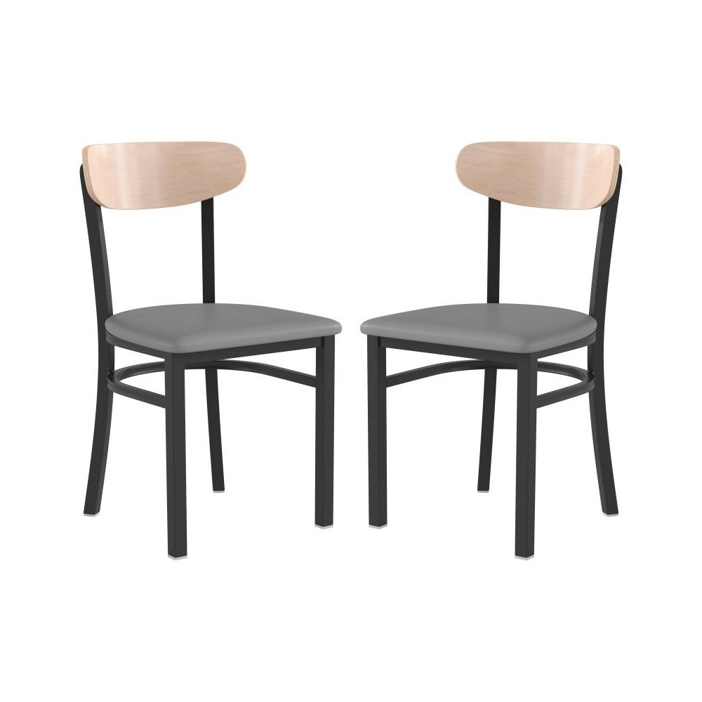 Flash Furniture Wright 2PK Gray Vinyl/Wood Chair 2-XU-DG6V5GYV-NAT-GG