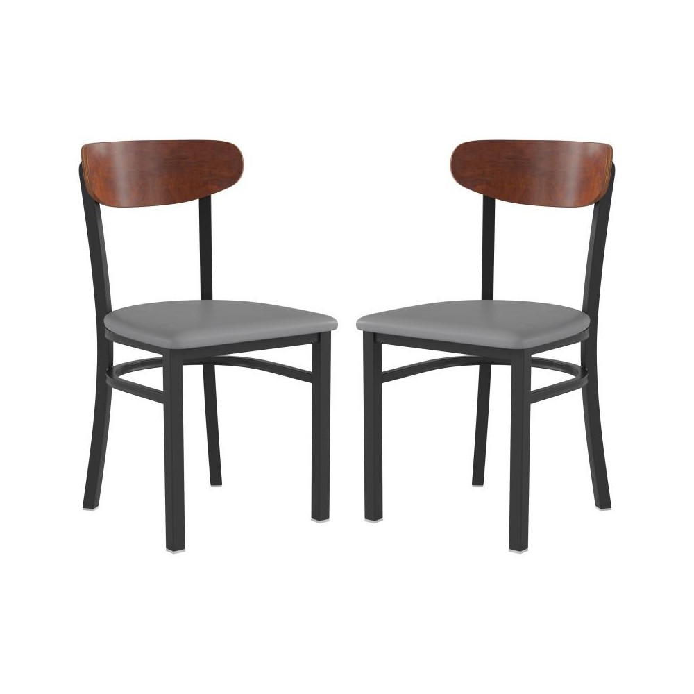 Flash Furniture Wright 2PK Gray Vinyl/Wood Chair 2-XU-DG6V5GYV-WAL-GG