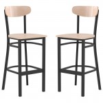 Flash Furniture Wright 2PK Natural Metal & Wood Stool 2-XU-DG6V6B-NAT-GG