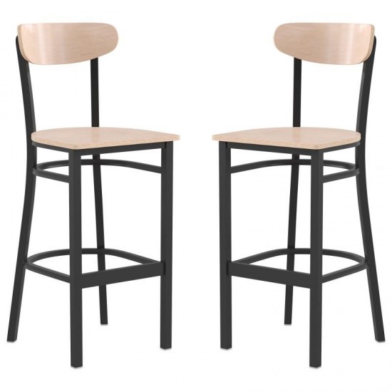 Flash Furniture Wright 2PK Natural Metal & Wood Stool 2-XU-DG6V6B-NAT-GG