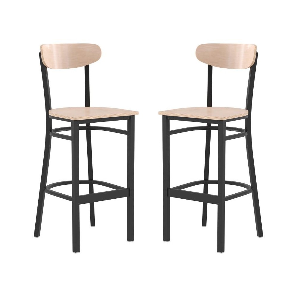 Flash Furniture Wright 2PK Natural Metal & Wood Stool 2-XU-DG6V6B-NAT-GG