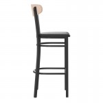 Flash Furniture Wright 2PK Black Vinyl/Wood Barstool 2-XU-DG6V6BV-NAT-GG