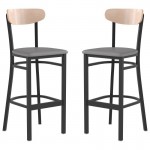 Flash Furniture Wright 2PK Gray Vinyl/Wood Barstool 2-XU-DG6V6GYV-NAT-GG