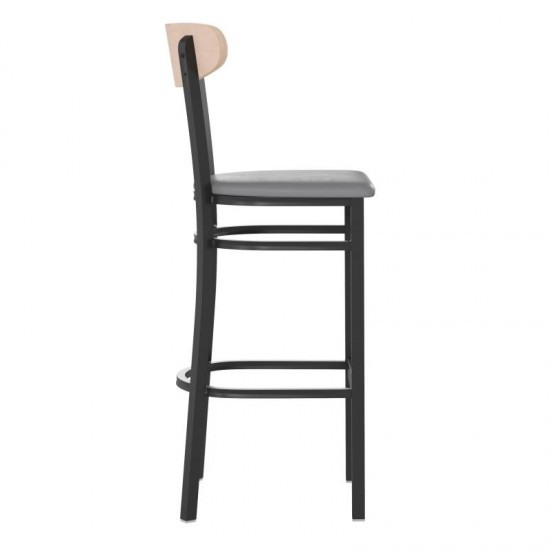 Flash Furniture Wright 2PK Gray Vinyl/Wood Barstool 2-XU-DG6V6GYV-NAT-GG