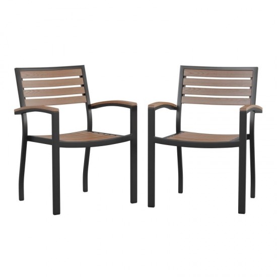 Flash Furniture Lark 2 Pack Faux Teak Patio Chair 2-XU-DG-HW6006-GG