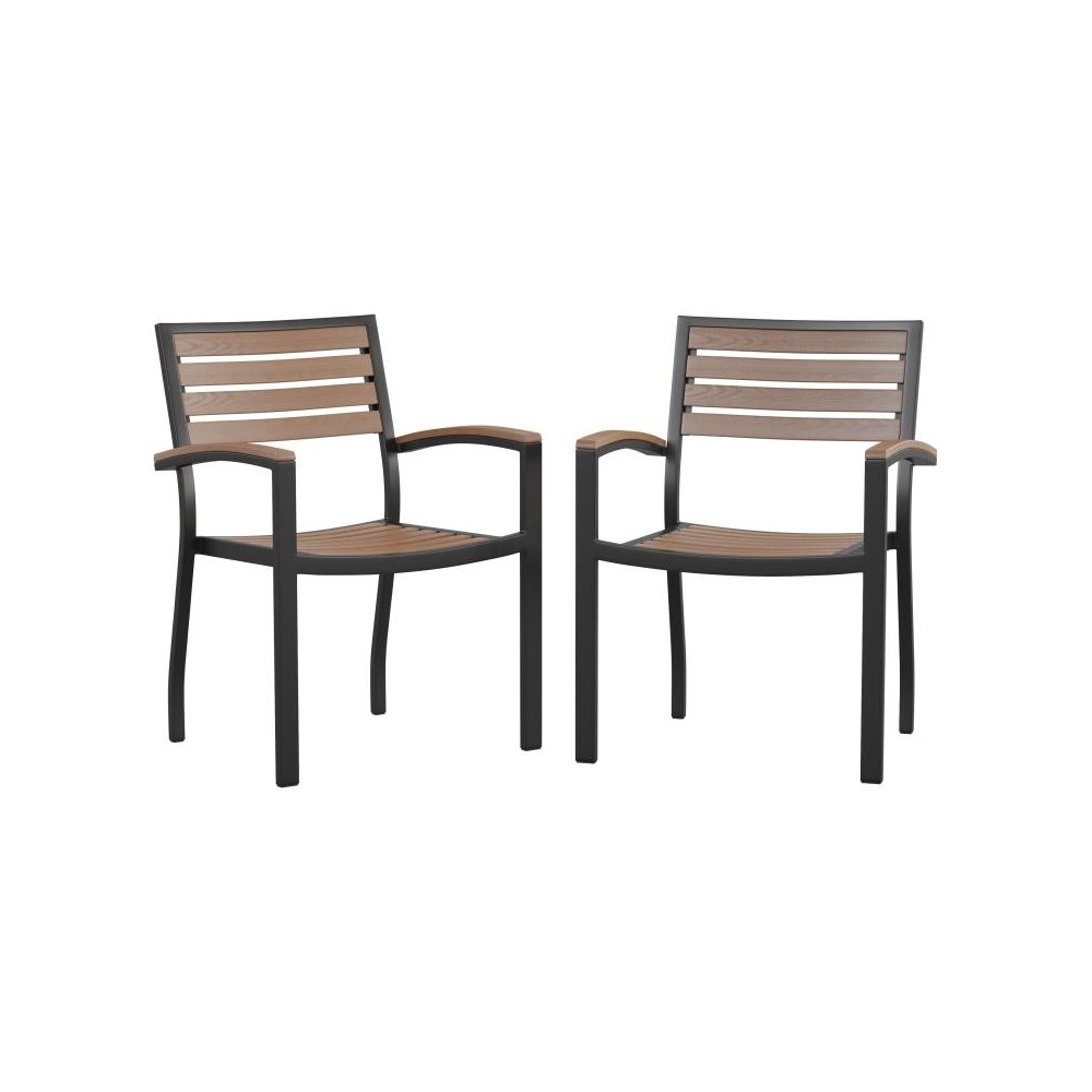 Flash Furniture Lark 2 Pack Faux Teak Patio Chair 2-XU-DG-HW6006-GG