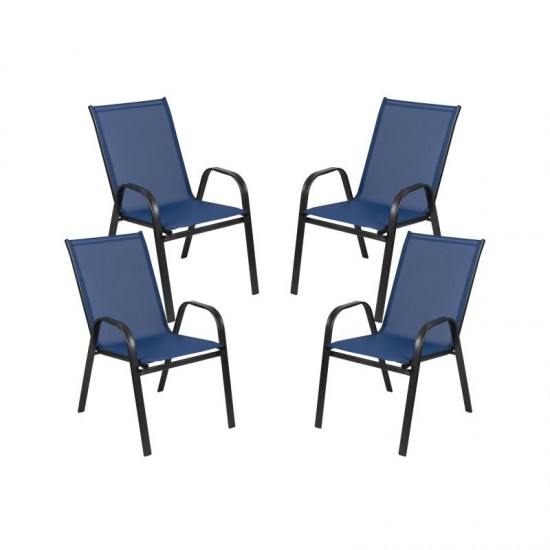 Flash Furniture Brazos 4PK Navy Patio Stack Chair 4-JJ-303C-NV-GG