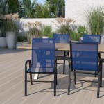 Flash Furniture Brazos 4PK Navy Patio Stack Chair 4-JJ-303C-NV-GG