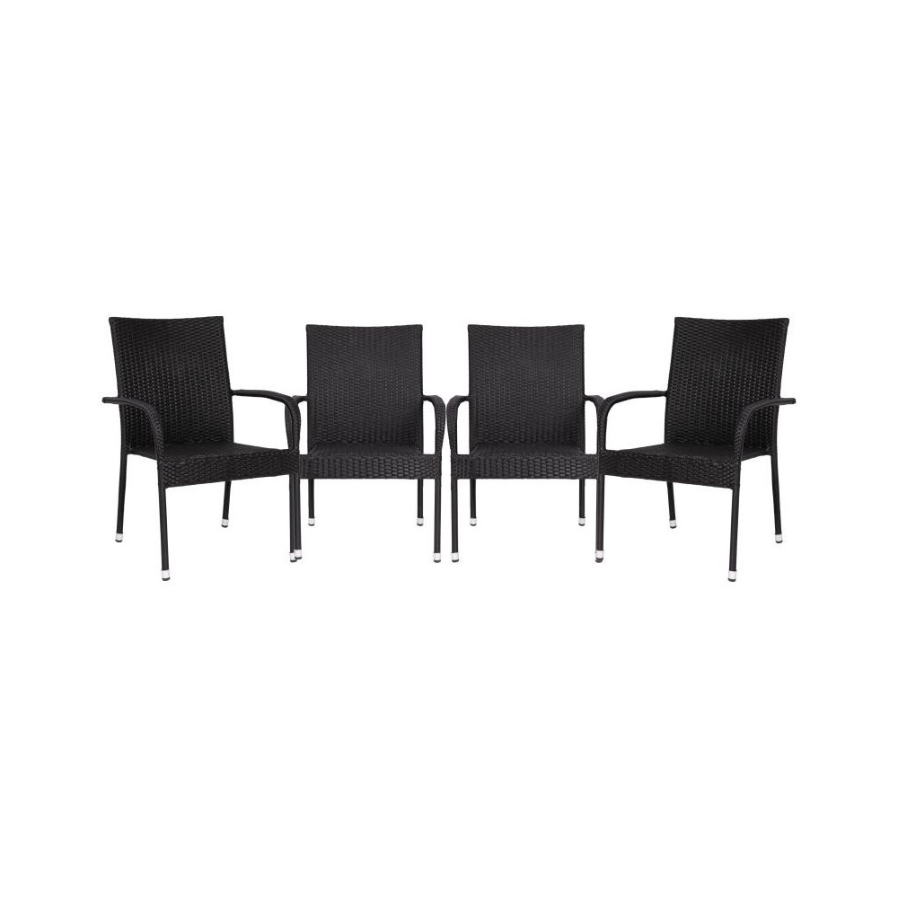 Flash Furniture Maxim 4PK Black Patio ArmChair 4-TW-3WBE073-BK-GG