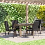 Flash Furniture Maxim 4PK Black Patio ArmChair 4-TW-3WBE073-BK-GG