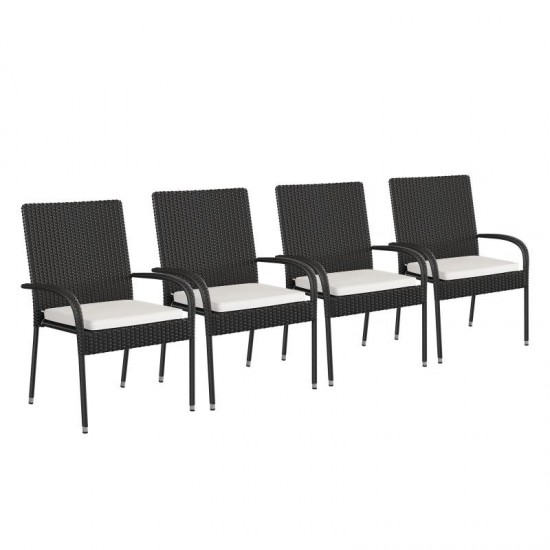 Flash Furniture Maxim 4PK Black Patio Chair 4-TW-3WBE073-CU01CR-BK-GG