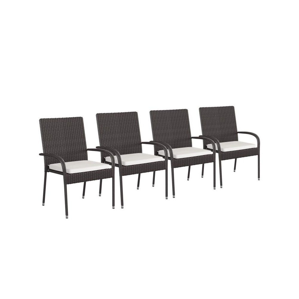 Flash Furniture Maxim 4PK Espresso Patio Chair 4-TW-3WBE073-CU01CR-ESP-GG