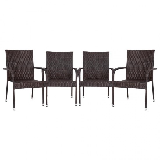 Flash Furniture Maxim 4PK Espresso Patio ArmChair 4-TW-3WBE073-ESP-GG