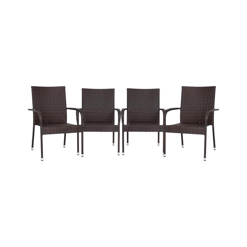 Flash Furniture Maxim 4PK Espresso Patio ArmChair 4-TW-3WBE073-ESP-GG