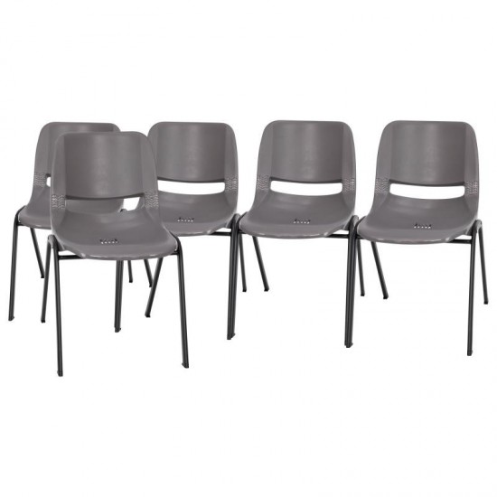 Flash Furniture HERCULES Series 5PK Gray/Black Stack Chair 5-RUT-16-PDR-GY-GG