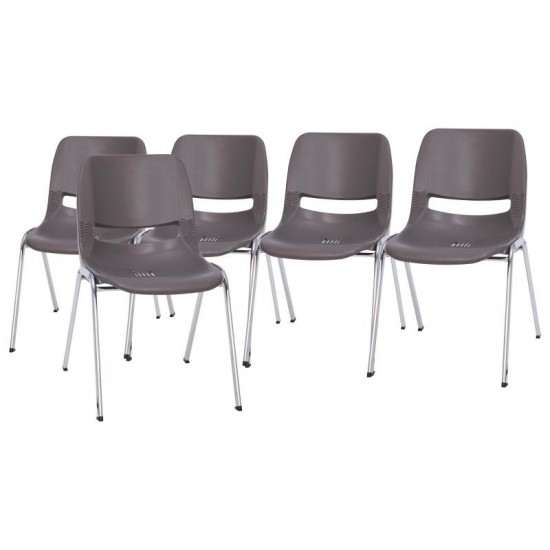 Flash Furniture HERCULES Series Gray Plastic Stack Chair 5-RUT-18-GY-CHR-GG