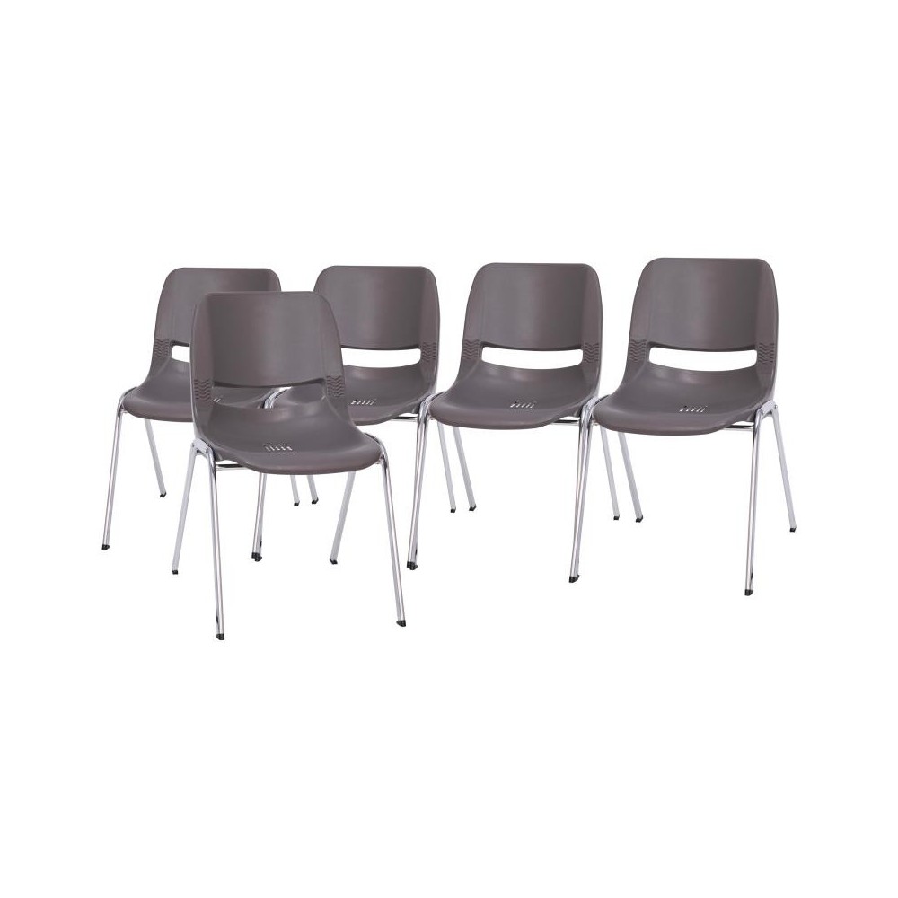 Flash Furniture HERCULES Series Gray Plastic Stack Chair 5-RUT-18-GY-CHR-GG