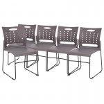 Flash Furniture HERCULES Series 5 PK Gray Plastic Stack Chair 5-RUT-2-GY-BK-GG