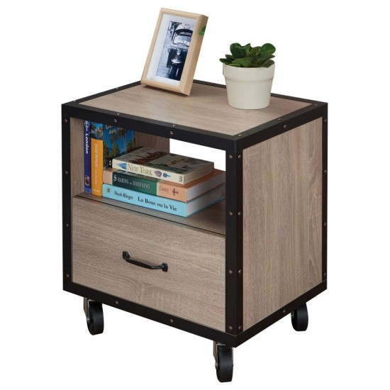 ACME Bemis Night Table, Rustic Natural & Black