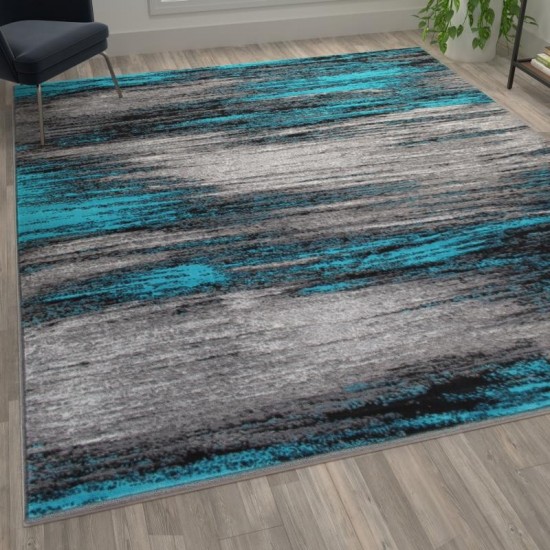 Flash Furniture Rylan Collection Turquoise 6x9 Abstract Rug ACD-RG1100-69-TQ-GG