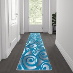 Flash Furniture Willow Collection Turquoise 2' x 7' Area Rug ACD-RG241-27-TQ-GG