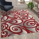 Flash Furniture Willow Collection Red 5' x 7' Area Rug ACD-RG241-57-RD-GG