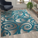 Flash Furniture Willow Collection Turquoise 5' x 7' Area Rug ACD-RG241-57-TQ-GG