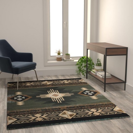 Flash Furniture Mohave Collection 5x7 Rustic Sage Area Rug ACD-RG2-57-SG-GG