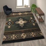 Flash Furniture Mohave Collection 8x10 Rustic Sage Area Rug ACD-RG3-810-SG-GG