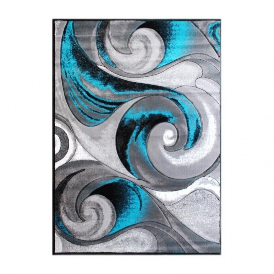 Flash Furniture Tellus Collection Turquoise 5x7 Wave Area Rug ACD-RG410-57-TQ-GG